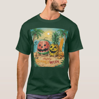 Happy Summerween Watermelon Pineapple Beach Vibes  T-Shirt