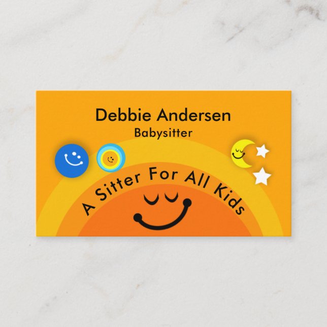 Happy Sun Babysitting Children Business Card (Front)