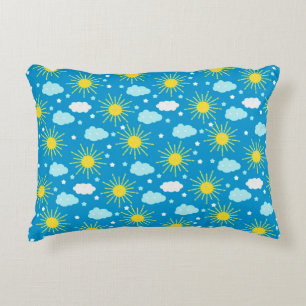 Happy Sun, Clouds, and Stars Accent Pillow