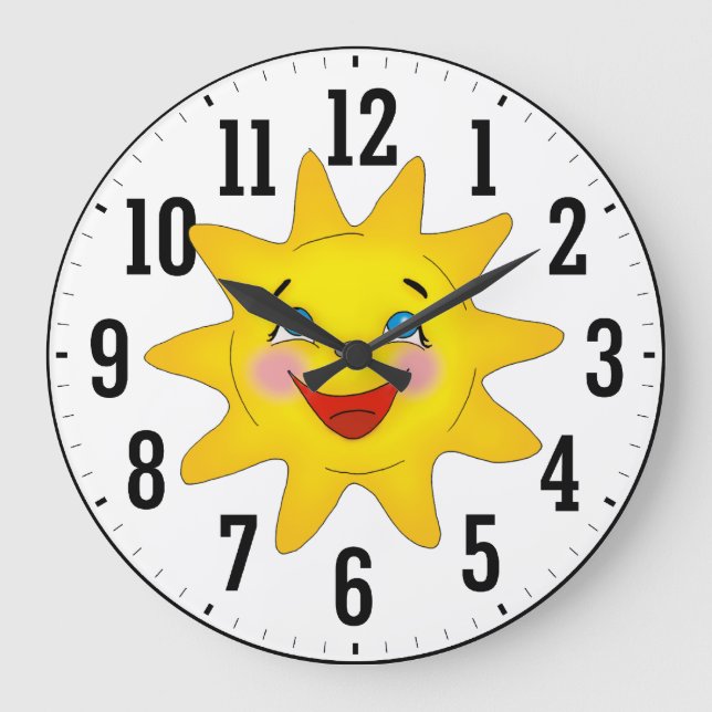 Happy Sun | Cool Gifts Large Clock (Front)