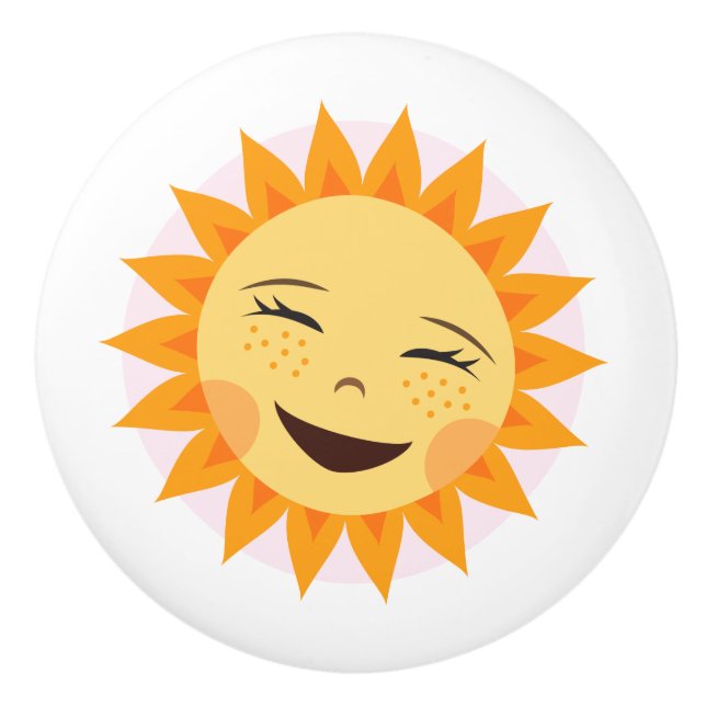 Happy sun door knob - cute design for kids (Front)
