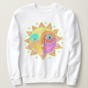 Happy Sun Face Abstract Art to Wear Sweatshirt