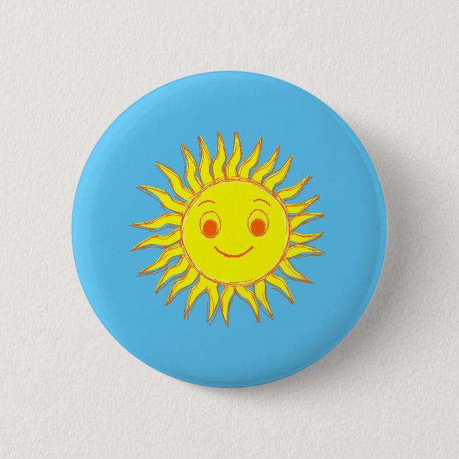Happy Sun Face Drawing 2 Inch Round Button (Front)