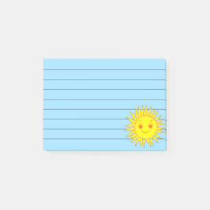 Happy Sun Face Drawing Lined Post-it Notes
