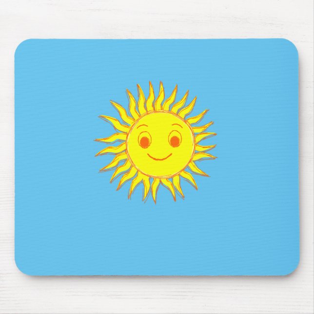 Happy Sun Face Drawing Mouse Pad (Front)