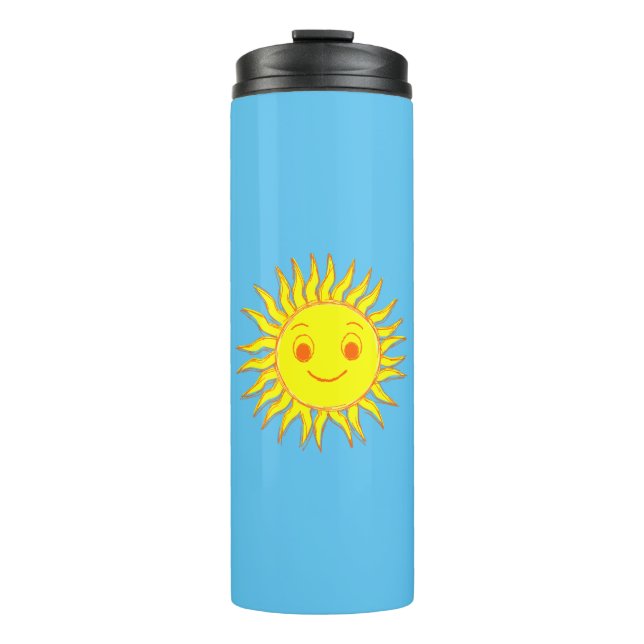Happy Sun Face Drawing Thermal Tumbler (Front)