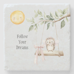 Happy Sun Hedgehog Swing Stone Coaster