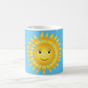 happy sun shine. Blue background Coffee Mug