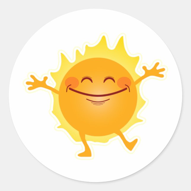 Happy Sun, Sunshine, Summer Solstice Classic Round Sticker (Front)