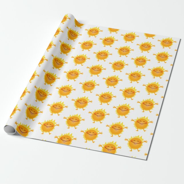 Happy Sun, Sunshine, Summer Solstice Wrapping Paper (Unrolled)