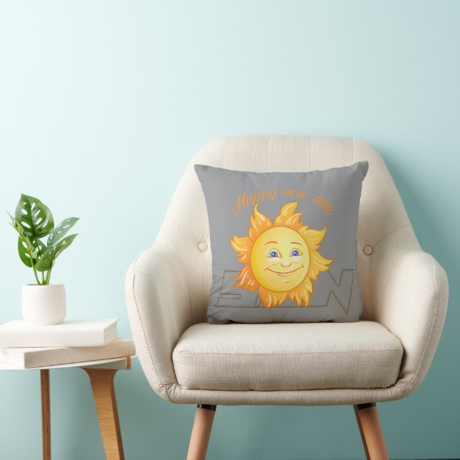 Happy Sun Throw Pillow (Chair)