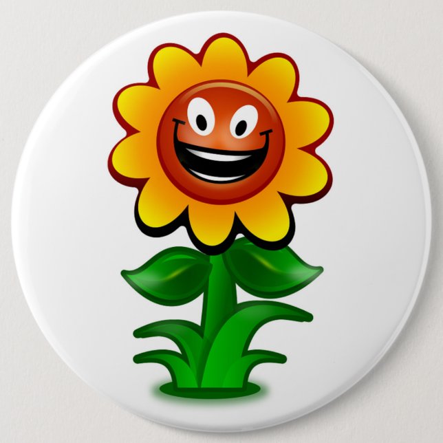 HAPPY SUNFLOWER 6 INCH ROUND BUTTON (Front)