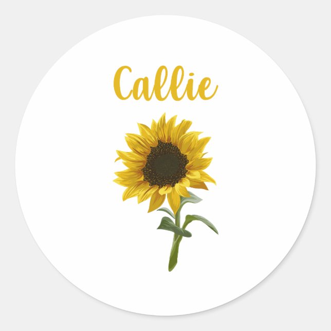 Happy Sunflower - Callie Name Classic Round Sticker (Front)