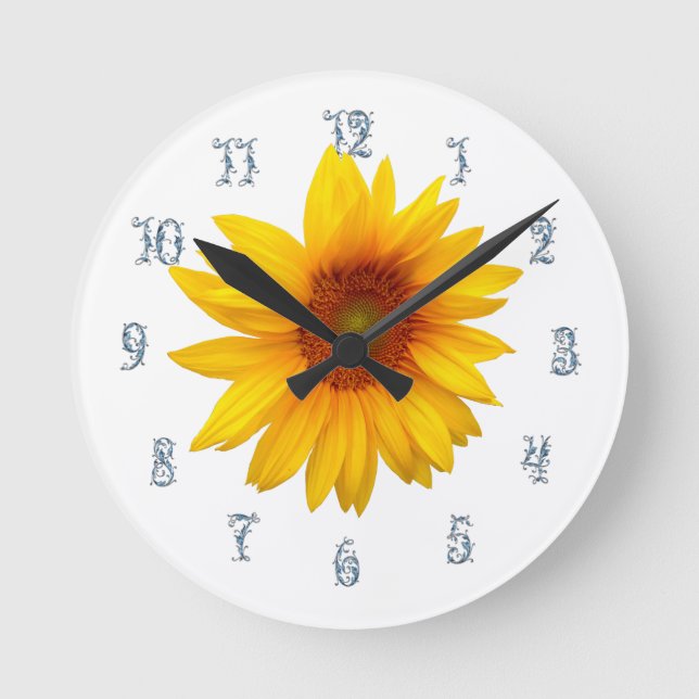 Happy Sunflower Round Clock (Front)