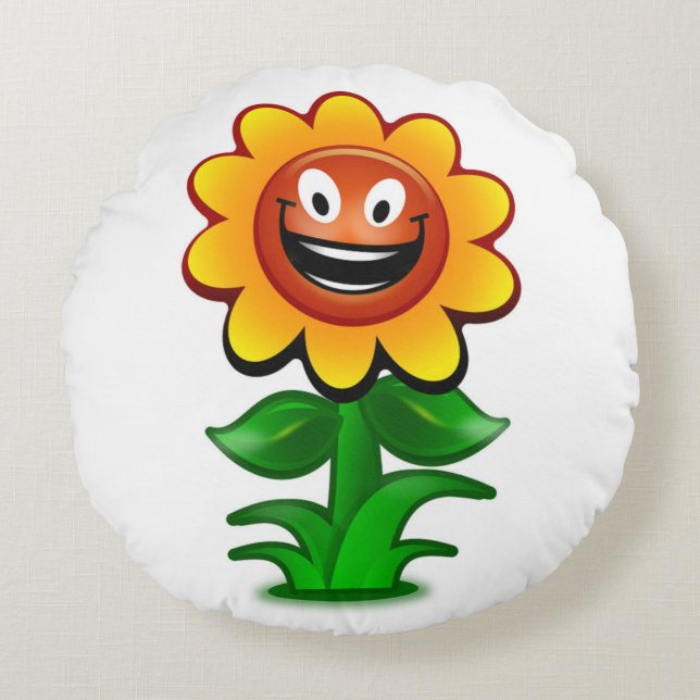 HAPPY SUNFLOWER ROUND PILLOW (Front)
