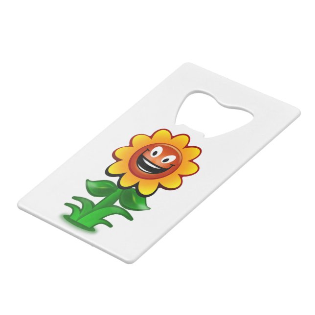 HAPPY SUNFLOWER WALLET BOTTLE OPENER (Front Angled)
