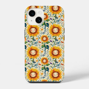 Happy Sunflowers: Cheery Sunflower Pattern iPhone 14 Case