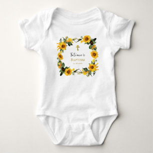 Happy Sunflowers Wreath Orthodox Christian Baptism Baby Bodysuit