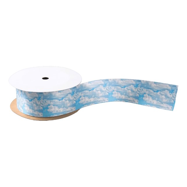 Happy Sunny Clouds All Over Print Background Satin Ribbon (Spool)