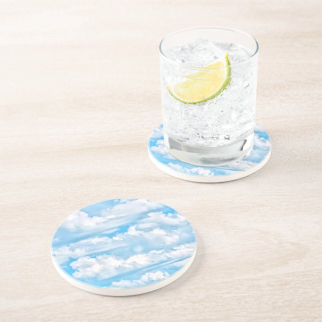 Happy Sunny Clouds Background Scenery Coaster (Side)