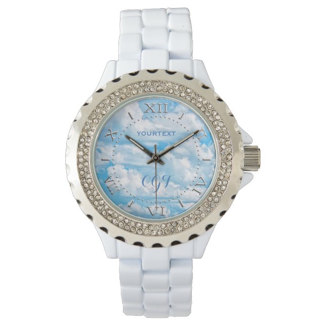Happy Sunny Clouds Background Scenery Dial Watch (Front)
