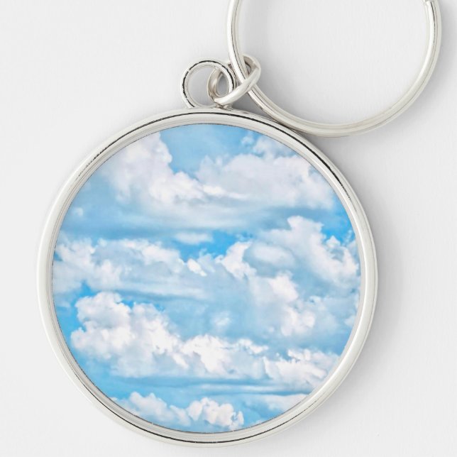Happy Sunny Clouds Background Scenery Keychain (Front)