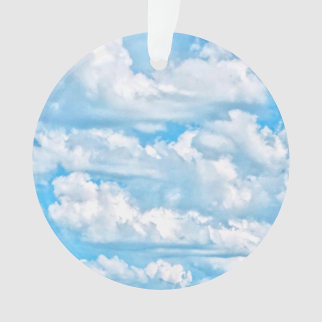 Happy Sunny Clouds Blue Background Ornament (Front)