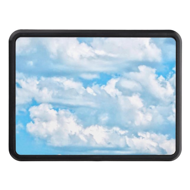 Happy Sunny Clouds Light Blue Sky Background Trailer Hitch Cover (Front)