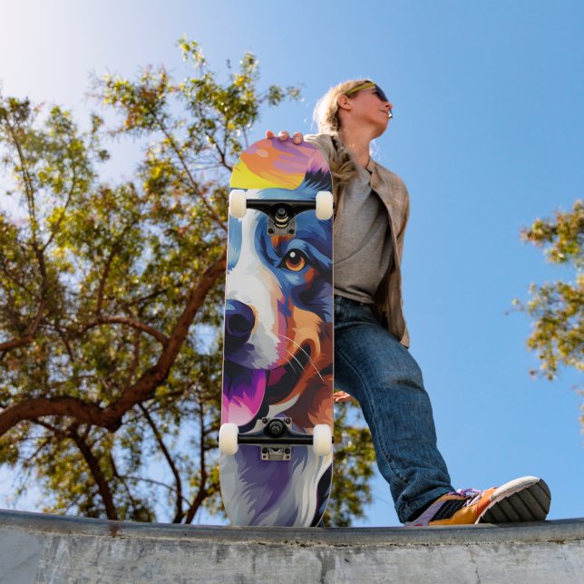 Happy Sunny Puppy Watercolor Skateboard (Outdoor 1)