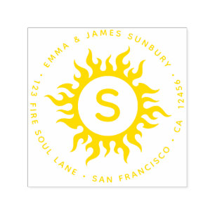 Happy Sunny Sun Circle Monogram - Return Address Self-inking Stamp