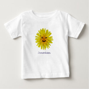 Happy Sunny Yellow Dandelion Flower on any Colour Baby T-Shirt