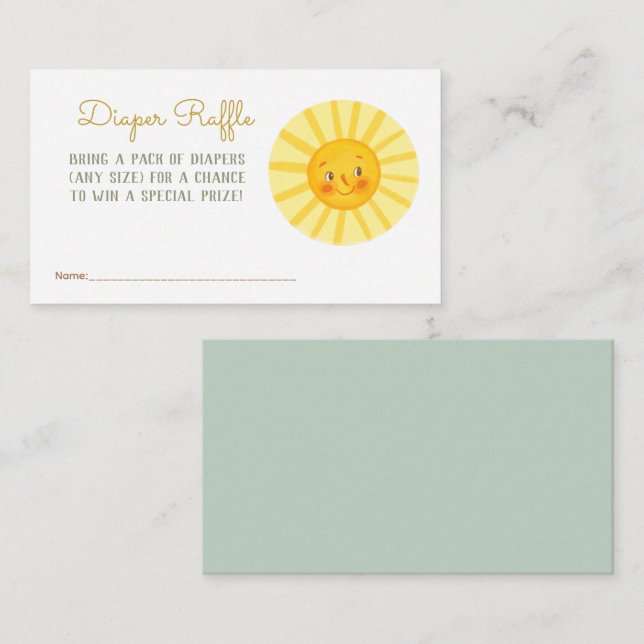Happy Sunshine Baby  Diaper Raffle Enclosur Enclos Enclosure Card (Front/Back)