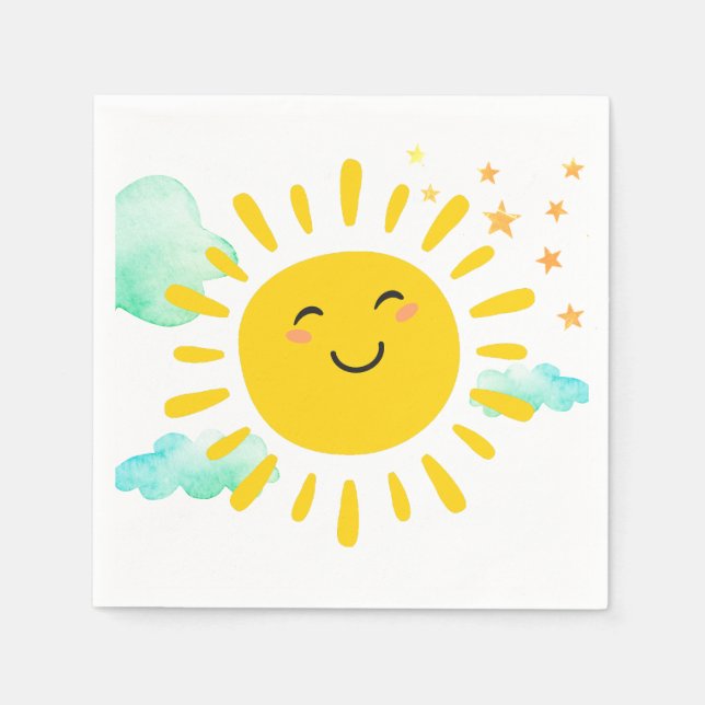 Happy Sunshine Birthday Party Napkin (Front)