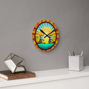 Happy Sunshine Donkey  Round Clock