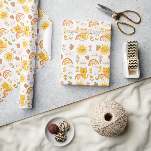 "Happy Sunshine & Rainbow Friends – Cute Kids Room Wrapping Paper (Crafts)