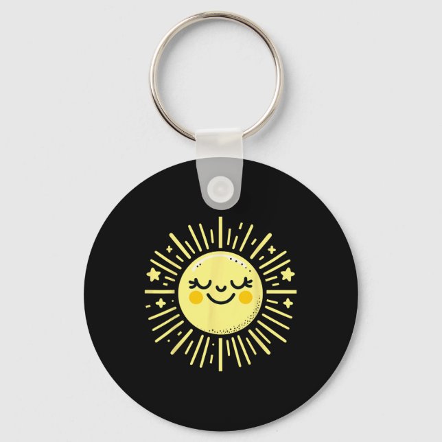 Happy Sunshine Summer Vacation Sun  Keychain (Front)