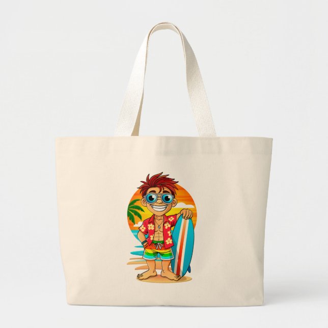 Happy Surfer beach bag - Summer illustration (Front)