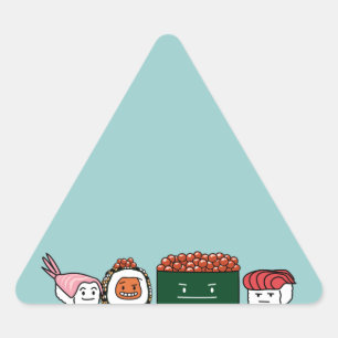 Happy Sushi Brothers rice Japanese shrimp salmon Triangle Sticker