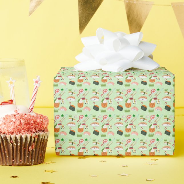 Happy Sushi Kawaii  Wrapping Paper (Birthday Party)