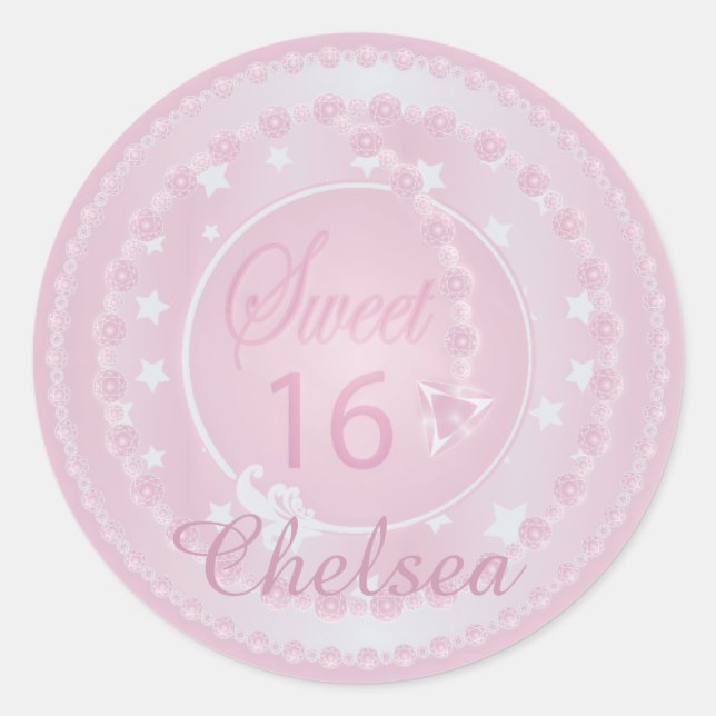 Happy Sweet 16 Birthday Classic Round Sticker (Front)