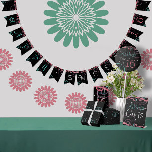 Happy Sweet 16 Birthday Party Bunting Flags