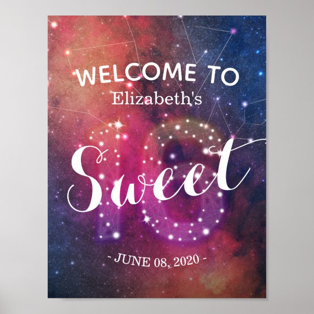 Happy Sweet 16 Birthday Welcome Star Constellation Poster (Front)