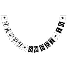 HAPPY SWEET 16 Black And White Birthday Decor