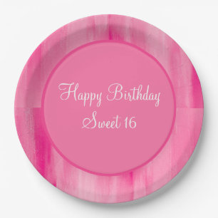 Happy Sweet 16 Pink Pretty Personalized Plates