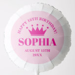 Happy Sweet 16th Birthday pink princess crown Balloon<br><div class="desc">Happy Sweet 16th Birthday pink princess crown helium Balloon gift for girl. Personalize with custom text and name. Great for party,  big luxury gifts,  decor and more. Surprise your daughter with a big balloon celebration.</div>
