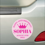 Happy Sweet 16th Birthday pink princess crown Car Magnet<br><div class="desc">Happy Sweet 16th Birthday pink princess crown Car Magnet  for girl. Personalize with custom text and name. Fun design for new car present.</div>