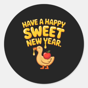 Happy Sweet New Year Goose Cookie Rosh Hashanah  Classic Round Sticker