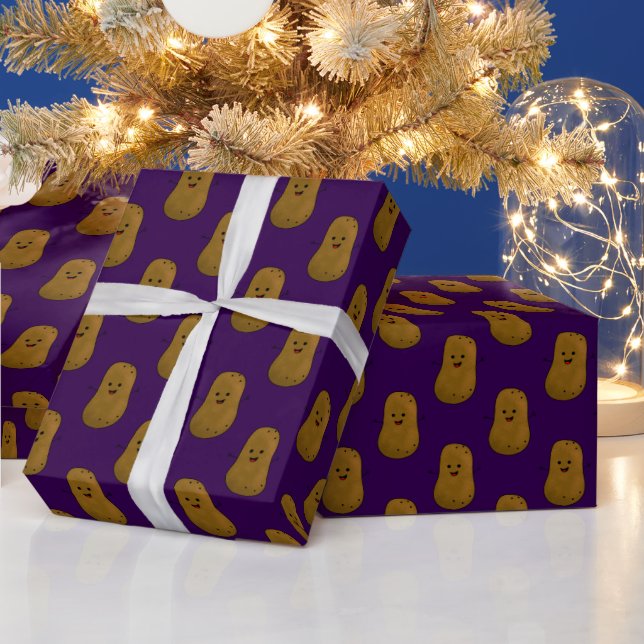 Happy Sweet Potato Dark Purple Wrapping Paper (Holidays)