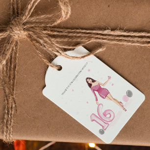 Happy sweet sixteen, 16th birthday gift tags