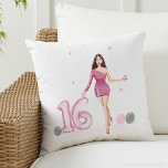 Happy sweet sixteen, 16th birthday throw pillow<br><div class="desc">happy sweet 16th,  happy birthday,  pink illustration.</div>